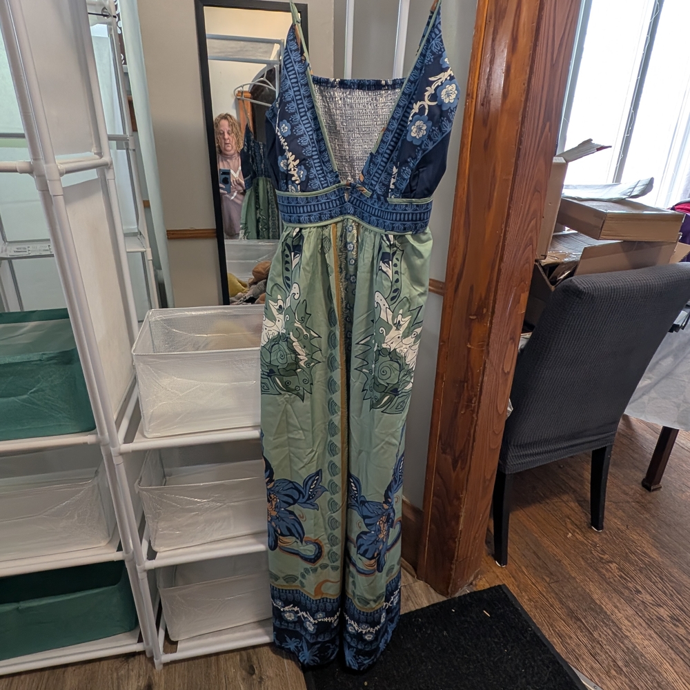 SHEIN Curve Blue and White Dress